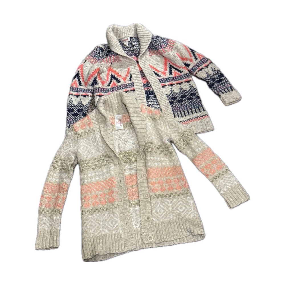 Cat & Jack Girls Fair Isle Knit Cardigans Bundle of 2 Size 4T 4/5